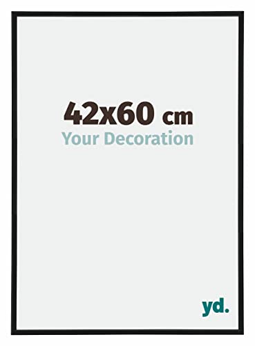 yd. Your Decoration - Cadre Photo 42x60 cm - Noir Mat - Cadre Photo en Plastique Avec Verre acrylique - Anti-Reflet - Cadre 42x60 - Annecy