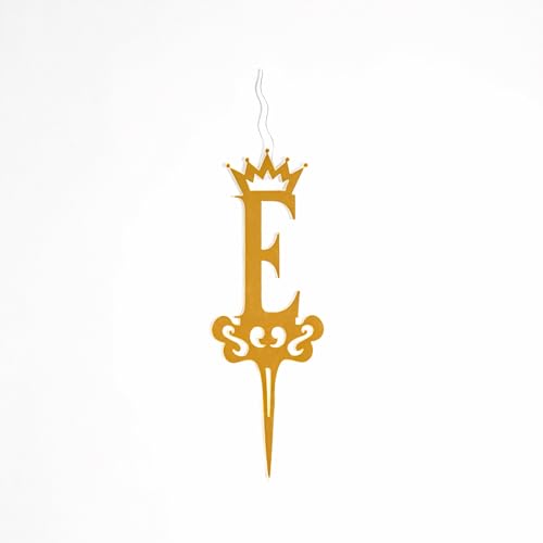 Food Safe Premium Candle Cake Topper for Birthday, Anniversary, and Custom Party Celebrations in Letters - Gold (Letter E)