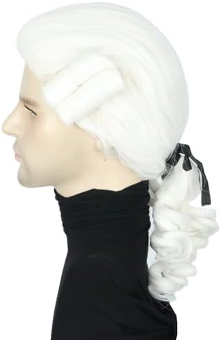 Topcosplay Mens or Womens Colonial George Historical Judge Costumes Wig White Halloween Wigs (White)