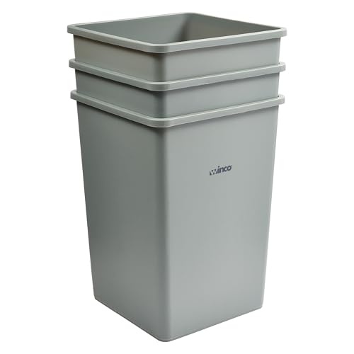 Winco Commercial Square Plastic Trash Can, 35 Gallon, Gray by Winco - Image 3