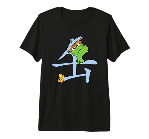 T-shirt Sesame Street Oscar the Grouch Kanji confection haut de gamme en maille de coton lourd