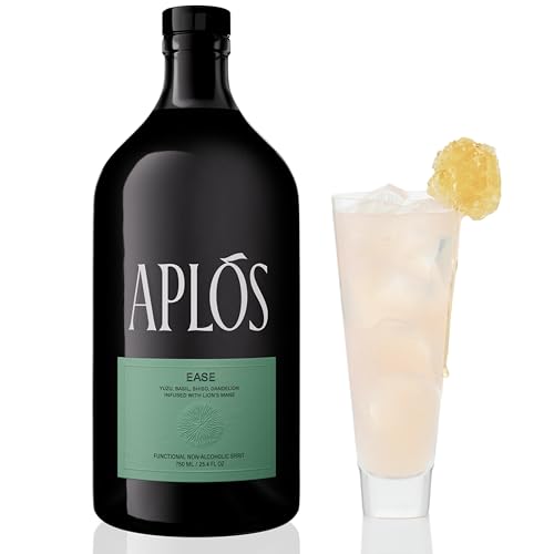 Aplós Ease Non Alcoholic Drink - Lion's Mane-Infused Calming Beverage Formulated to Relax and Unwind, Zero Sugar Beverage - 750ml