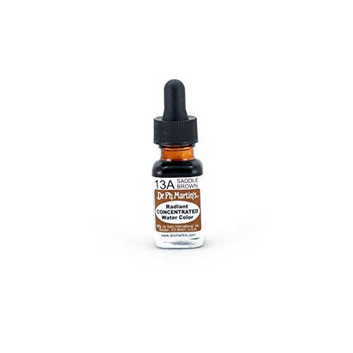 Dr. Ph. Martin's Radiant Concentrated Water Color (13A) Watercolor Bottle, 0.5 oz, Saddle Brown, 1 Bottle