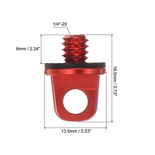 PATIKIL 1/4" Camera Neck Strap Screw Holder, 4 Pack Quick Install Camera Screws with Rubber Washer for Wrist Shoulder Strap Sling Red - Image 2