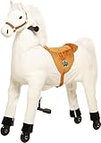 animal riding Reitpferd Snowy (für Kinder ab 5 Jahren, Sattelhöhe 69 cm, mit Rollen) ARP011M, Weiß, M/L