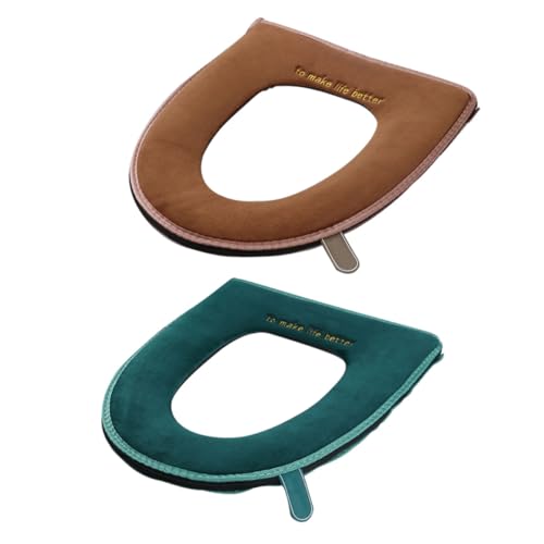 Fundas de asiento de inodoro redondas lavables con cremallera textil verde 2