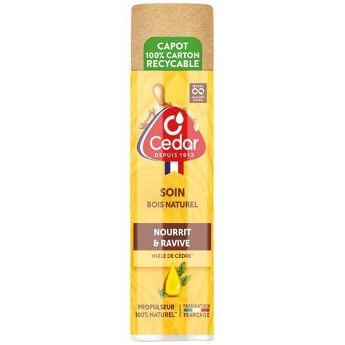 O'CEDAR Soin Bois Naturel Aérosol à l'Huile de Cèdre, Nourrit et Ravive le Bois, Fabriqué en France - 250 ml