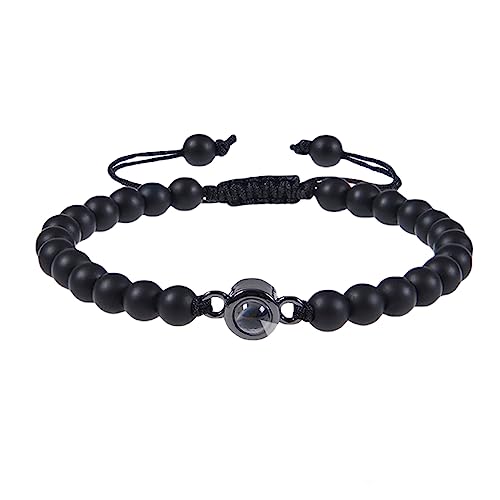 Lot de 2 bracelets pierre naturelle 6mm je t'aime pour couples et surfeur