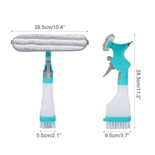 Image of DONGKER 4 in 1 Window Cleaning Kit,Multifunction Window Cleaner Tool with Spray Bottle Squeegee & Microfiber Washer Head for Indoor Outdoor Glass Shower Car