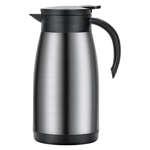 Olerd Termo de acero inoxidable, termo de doble pared, tetera al vacío, tetera de café, té, agua, bebida (plata) Cover