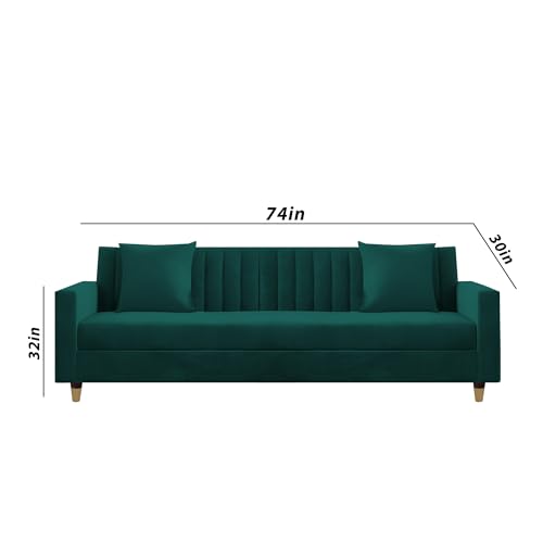 Image of Casaliving Garcia 3 Seater Sofa Set for Living Room (Pine - Colour Fabric) Premium Fabric Sofa Set