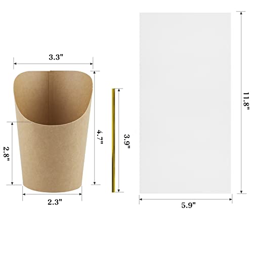 Ocmoiy 50Sets Disposable Kraft Charcuterie Cups With Bags, 14 Oz French Fries Holder Paper Snacks Boxes Individual Party Serving Cups For Appetizers, Desserts (50 Cups + 50 Bags) #TOP1