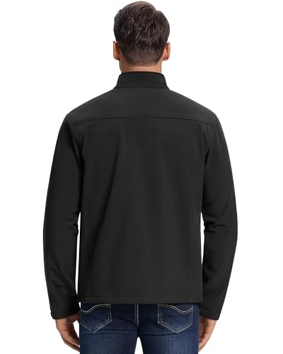 33,000ft Softshelljacke für Herren Wasserdichte Übergangsjacke Fleece Gefütterte Winddichte Outdoorjacke Funktionsjacke für Outdoor Freizeit Schwarz M