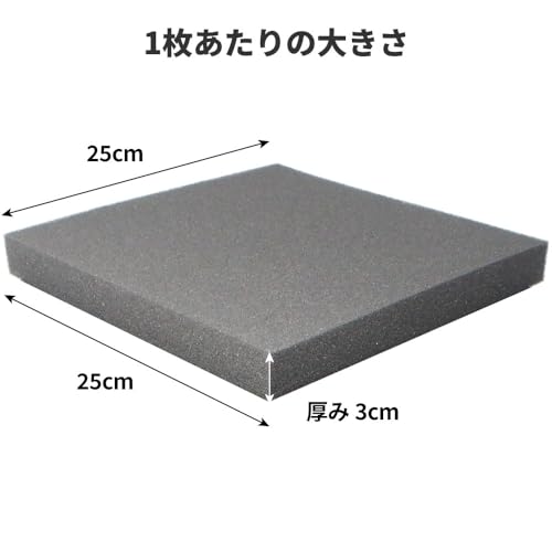 WhiteLeaf 防音ファストラボ® 平型 ウレタンフォーム スポンジ 吸音材 緩衝材 クッション材 25cm×25cm 厚み3cm 密度26kg/m3 の商品画像 4