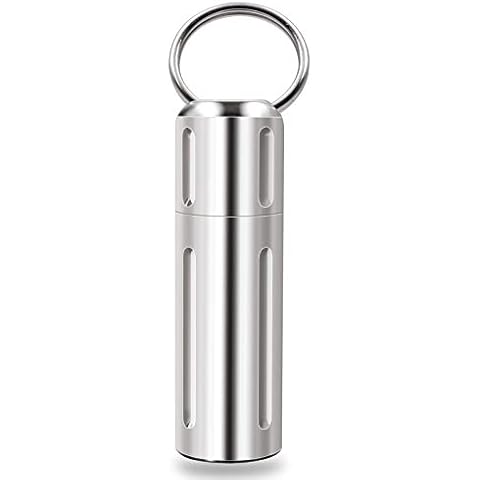 SHD Pill Holder Keychain,Titanium Waterproof Single Pill Box Container,Portable Small Pill Case for Outdoor Travel Camping Cover