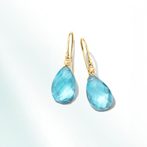 Ross-Simons 13.00 ct. t.w. Sky Blue Topaz Drop Earrings in 10kt Yellow Gold2