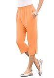 Roaman's Women's Plus Size Petite Soft Knit Capri Pant - 3X, Orange Melon