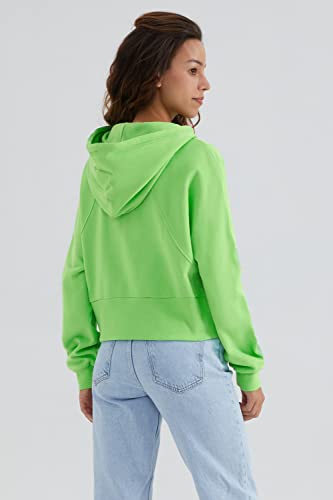 Orolay Women's Zip Up Hoodie Long Sleeve Cropped Sweatshirt Girls Workout Jacket Basic Casual Top Green L #TOP1