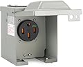 50 Amp 125/250 Volt EV Power Outlet Box, NEMA 14-50R 50 Amp EV Charging Receptacle Outlet Box, Enclosed Lockable Weatherproof Outdoor Electrical NEMA 14-50R Receptacle Panel, Heavy Duty, ETL Listed