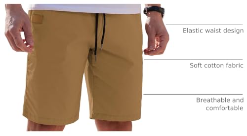 Image of COOFANDY Mens Casual Shorts Cotton Elastic Waist Drawstring Shorts Lightweight Summer Beach Shorts