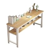【Figoday】カウンターテーブル ハイ バーカウンター 天然木製天板 高さ74cm 細長いウォールバーテーブル 省スペース設計 玄関 勉強机 作業台 PCデスク カフェ・バー・家庭用に最適 シンプルモダンな長方形 (A: 二層式、...