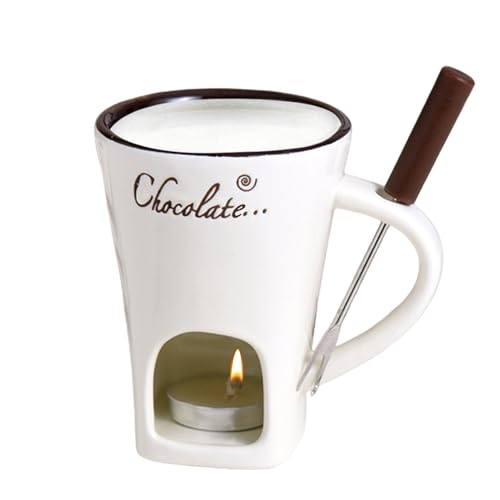 Taza de fondue de chocolate, taza de cerámica para derretir, olla caliente, calentador de mantequilla, vela calentada, mini olla de fusión para dulces, inmersión de chocolate, preparación de postres