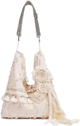 Boho Purses Bags for Women Hand Retro Hobo Handbag Flower Crossbo...