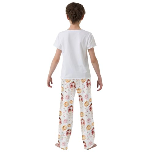 Boys' Pants Autumn Pumpkin Leaves Flower Halloween Long Bottoms Jogger Pants Elastic Waist Trousers with Pockets S-XL3