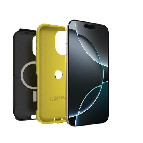 Image of OtterBox iPhone 16 Pro Max (Only) - Commuter Series MagSafe Case - Night (Black & Yellow) - Built-in Magnets - Slim & Tough - Pocket-Friendly - with Port Protection