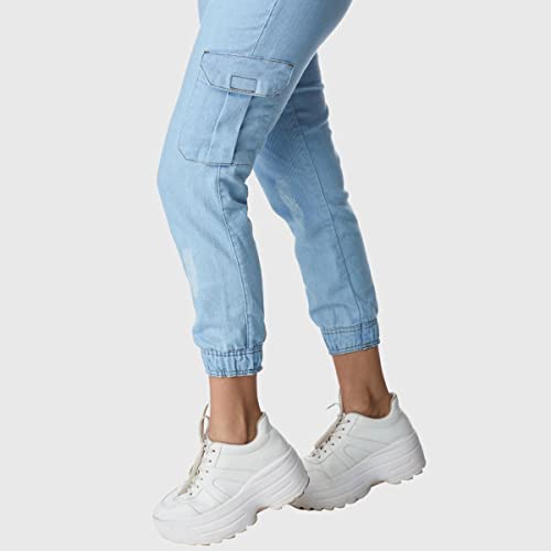 Macacão Jardineira HNO Jeans Jogger c/ Cinto Longa Azul Claro
