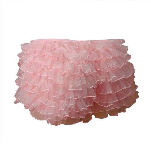 Image of Women Ruffle Bloomers Y2k Lace Trim Lolita Pettipants Cute Layered Frill Pumpkin Bottom Shorts Sweet Booty Panties