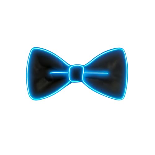 GloFX Blue EL Wire Bow Tie – Light-Up Costume Bowtie for Festivals, Cosplay & Rave Outfits – 3 Modes – Batteries Not Included