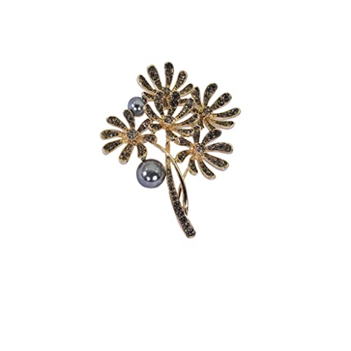 Broche chrysanthème olive pour pull en maille et grand manteau