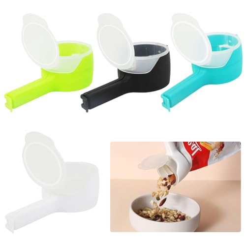 Image of HASTHIP 4Pcs Bag Clips for Food Storage with Sealing Lid, 2 in 1