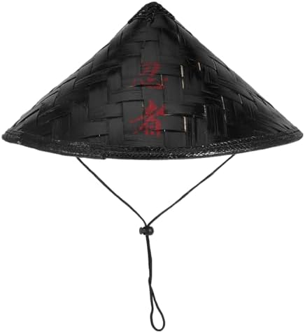 Amazon.com: LIFKOME Samurai Hat Chinese Black Cone Straw Rice Hat ...