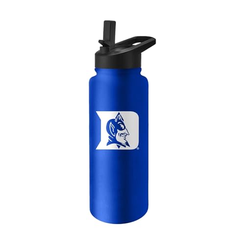 Image of Logo Brands NCAA Duke Blue Devils 34 oz Stainless Steel Quencher Bottle - Team Color, Straw Included, No-Spill Lid, Easy Carry Handle - Keeps Drinks Cold For Hours
