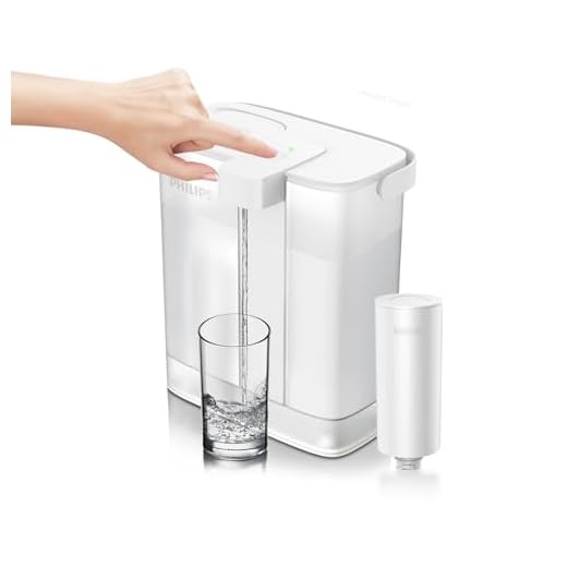 PHILIPS 12 Cup Water Filter Pitcher with Plus Filter - ADD5902, Rechargeable Water Dispenser, Water Purifier Filter for Fridge Door, 1 Plus Filter for 3 Months/60 Gallons, Reduces Lead & 46 impurities