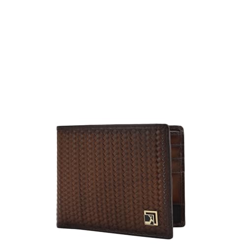 Image of Da Milano Mat Embossed Leather Wallet for Men with Multicard Slot - Brown