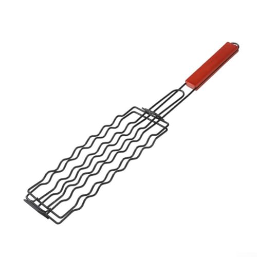 Hotdog Bbq Basket, Stainless Steel Hotdog Roller Grill With Wood Handle Sausage Roller Rack Hot Dog Roller Basket for Kitchen Camping