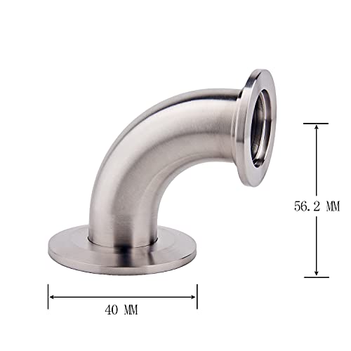 Image of QiiMii KF-25 Elbow 90 Degrees Vacuum Fittings Stainless Steel 304 Fits 1.57 inch Tri Clamp