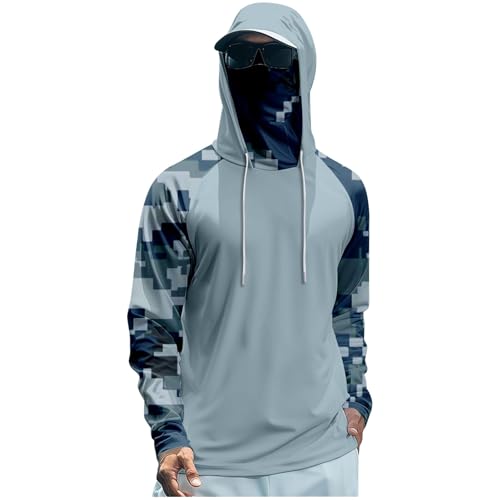 Men’s UPF 50 Performance Fishing Shirt Cooling Hoodie Camo Long Sleeve