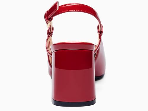 Image of Womens Slingback Block Heels Closed Square Toe Dress Work Shoes Slip on Buckle Strap Business Pumps