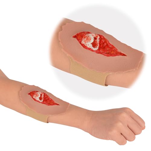 Image of Wound Packing Trainer, Strap-On Open Fracture, Second Degree | Open Fracture Wound Simulation with Adjustable Strap for Packing and Dressing Practice on Manikin Arms or Legs