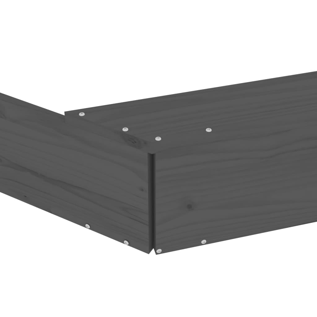 Grauer Sandkasten mit Sitzen aus massivem Kiefernholz achteckig 111 x 111 x 20 cm für 2 Kinder, bodenlos, Außenbereich für Garten, Terrasse, Hof und Balkon