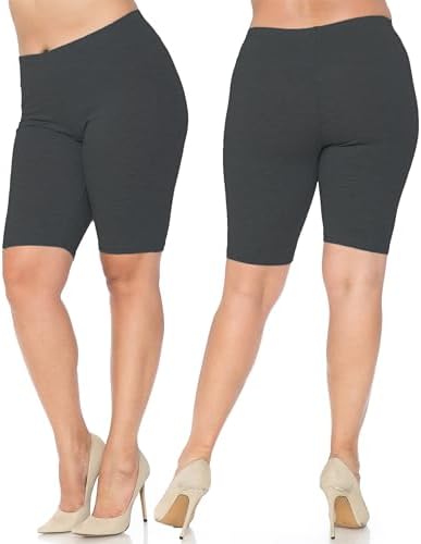 Made in The USA - Women's Plus Size Solid Basic Skin Smoothing Cotton Thigh Shorts - 1XL - 2XL - 3XL