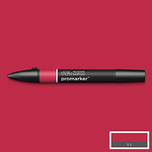 Image of Winsor & Newton Promarker, Alcohol Based Markers, Crimson (R445), Double Tipped Drawing Marker Set for Artists, Graphic Designers, Illustrators - Chisel & Fine Twin Tip, Streak Free Coverage