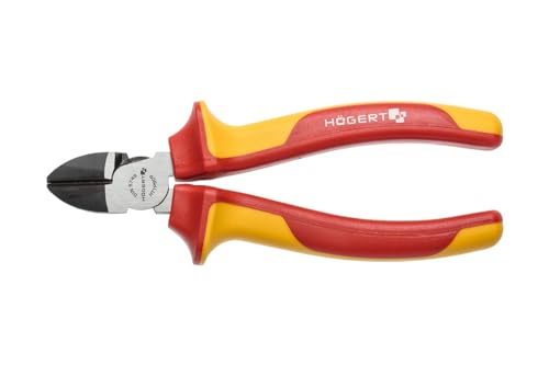 Högert Technik - Seitenschneider verchromt - Isoliert mit Mehrkomponenten-Hüllen - VDE-geprüft - Serie Chrom-Vanadium Stahl - Ergonomischer Griff - 160 mm, 1000 V, VDE