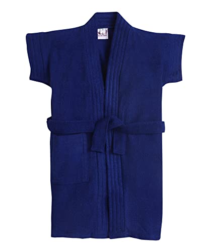 Image of BUMZEE Navy Blue Terry Cotton Boys Bathrobe Age - 2-3 Years