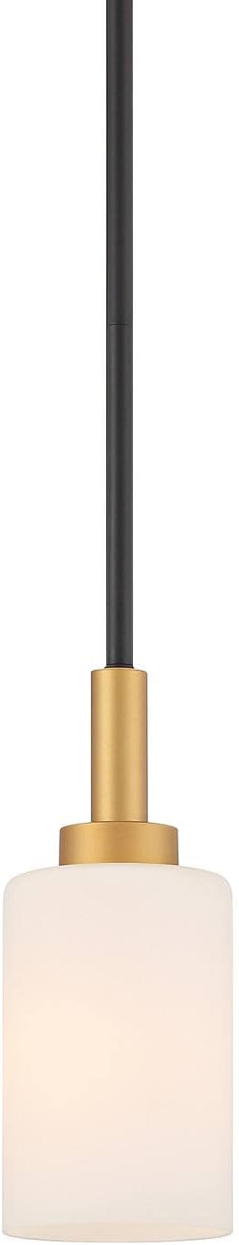 Possini Euro Design Prue Black Soft Gold Mini Pendant 5 1/4" Wide Modern White Cylinder Shade Fixture for Dining Room House Home Foyer Kitchen Entryway Bedroom Living