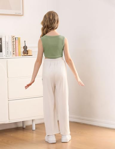 Bingerlily Girls Cute Crop Tops Sleeveless Crew Neck Camis Shirts Casual Tanks for 4-13 Years4